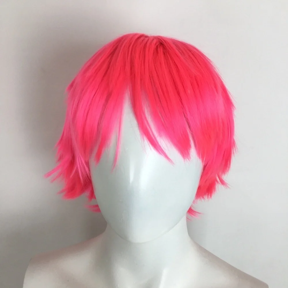 Hot Pink Choppy Bob Wig With Bangs NEW NWOT Cosplay Emo Gamer Anime